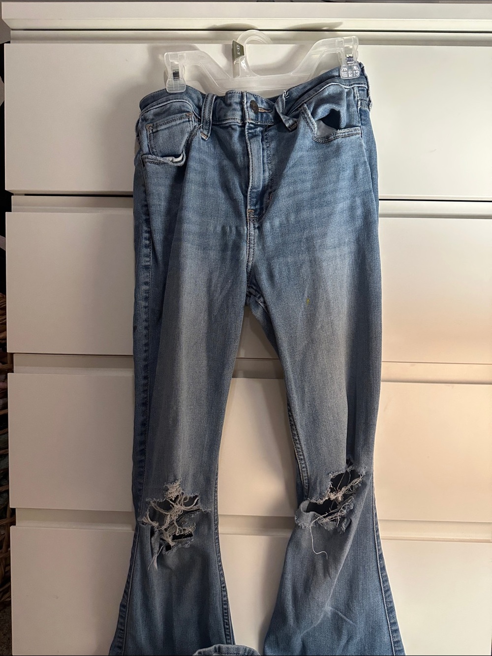 Hollister Medium Blue Ripped Flare Jeans